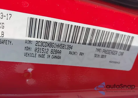 2017 Dodge Charger Se Rwd from USA, damaged, VIN 2C3CDXBG1HH581394